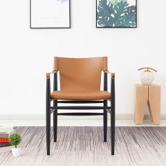 New Wood Frame Cover Leather Leisure Chair Reception Simple Modern Armchair