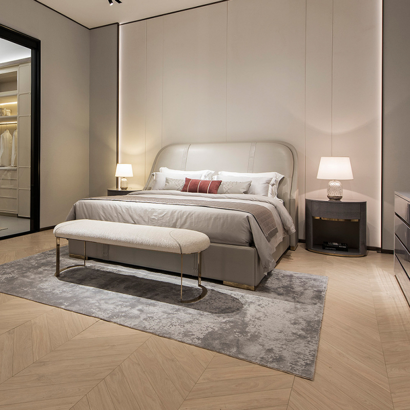 Nội thất phòng ngủ Thiết kế đơn giản Giường ngủ hiện đại màu trắng