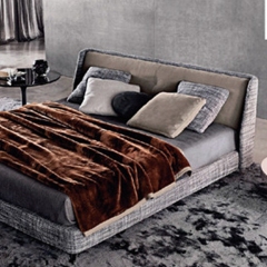 Italian light luxury master bedroom solid wood frame bed