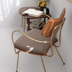 High Quality Metal Leg Dining Chair Modern Dining Hall French Fabric Velvet Dining Chair