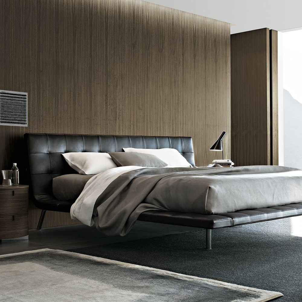 Italian Platform King Size LED Material Sofa Queen Headboard Modern Bed