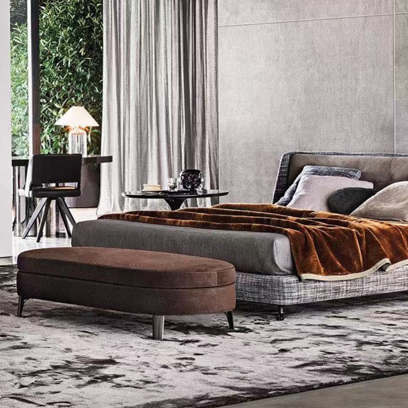 Ekar Italian-Style Minimalist Bed with Solid Wood Frame