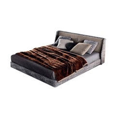 Italian light luxury master bedroom solid wood frame bed