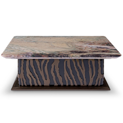 Light Luxury Modern Coffee Table with Purple Marble Top