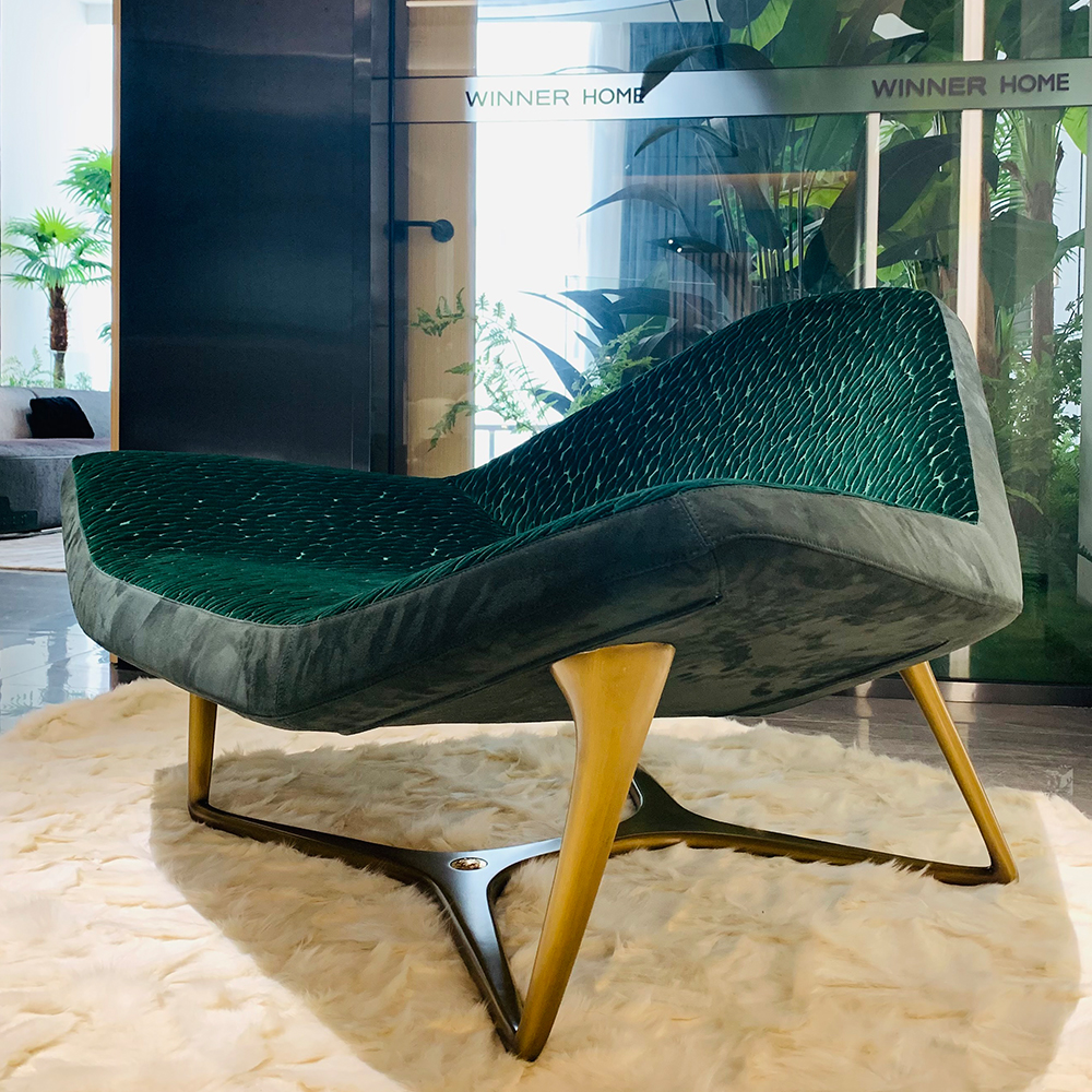 Dark green creative design leisure chair with metal legs