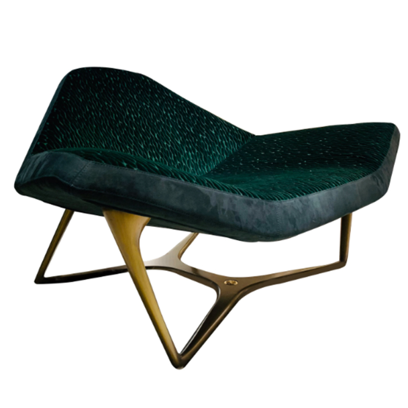 Dark green creative design leisure chair with metal legs