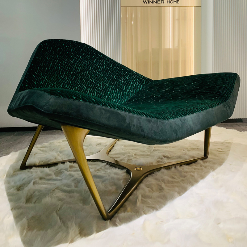 Dark green creative design leisure chair with metal legs