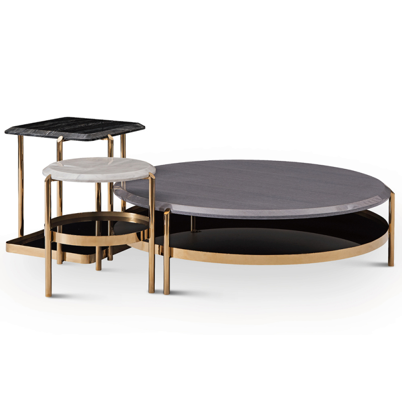 Nordic Fashion Round Marble Coffee Table Set