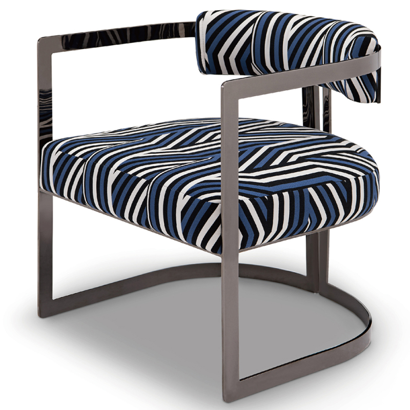 Stylish Design Metal Frame Printed Fabric Lounge Chair