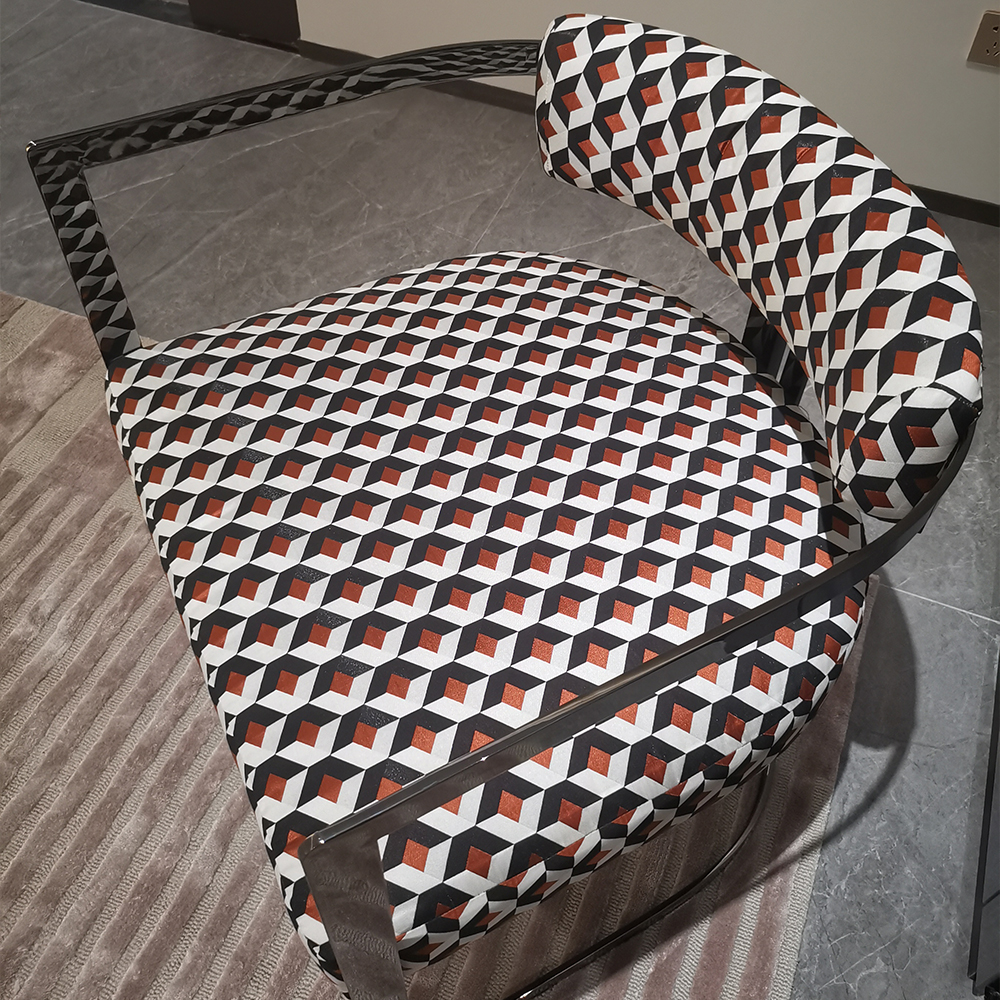 Stylish Design Metal Frame Printed Fabric Lounge Chair