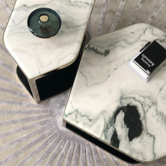 Elegant light luxury black and white marble coffee table modern living room coffee table