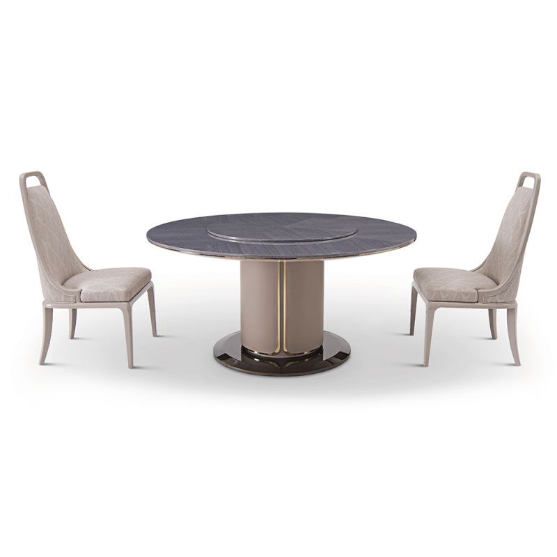 Swivel wooden restaurant dining table with marble top