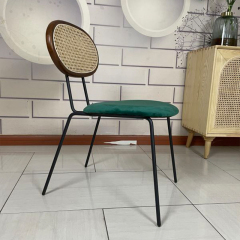 Italian style simple metal frame comfortable upholstered dining chair