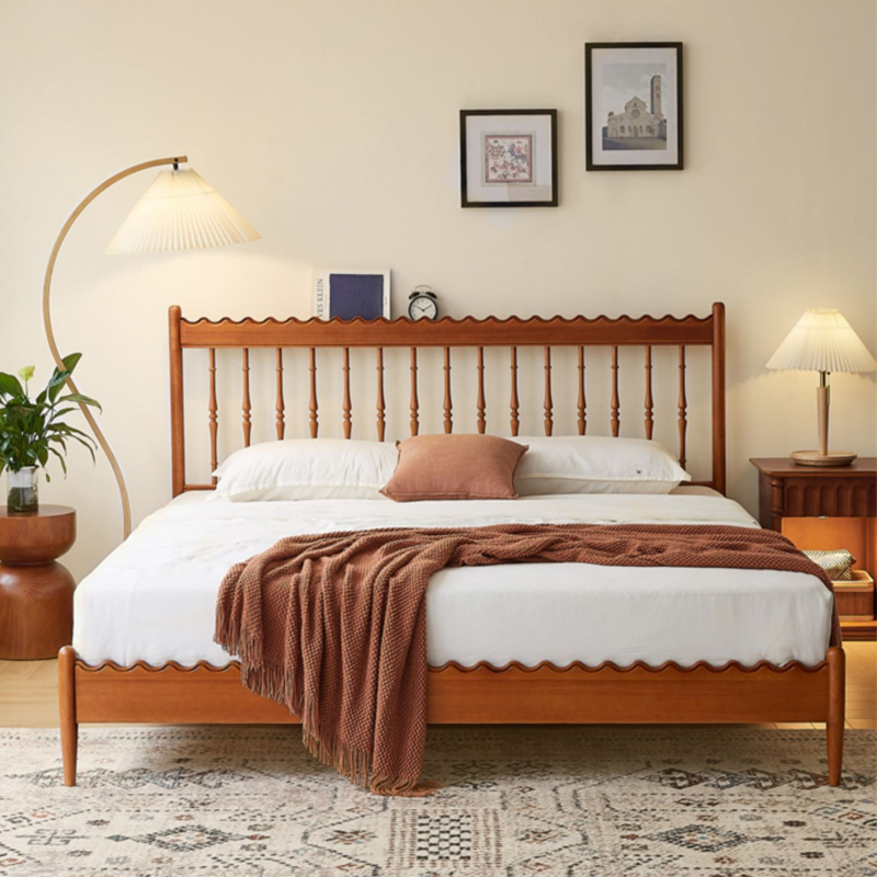 Modern Wooden Bed Frame Set with Matching Side Table - Simple & Elegant Bedroom Furniture