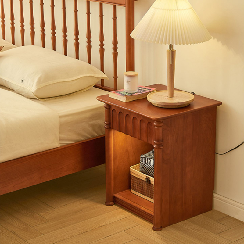 Modern Wooden Bed Frame Set with Matching Side Table - Simple & Elegant Bedroom Furniture