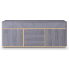 Modern style solid wood storage sideboard with inlaid gold edges