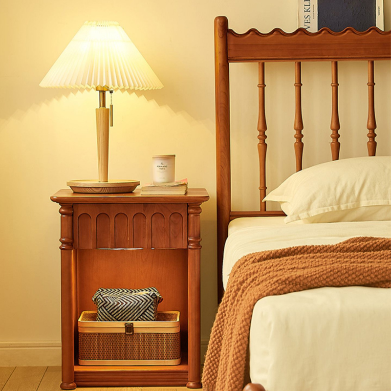 Modern Wooden Bed Frame Set with Matching Side Table - Simple & Elegant Bedroom Furniture