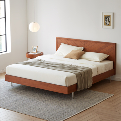 Modern design wooden furniture bed frame king size cherry wood bed