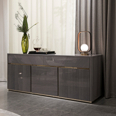 Modern style solid wood storage sideboard with inlaid gold edges