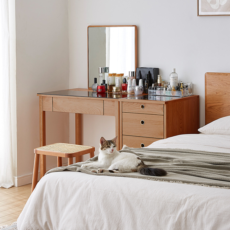 Simple dresser with mirror and drawers in modern design cherry wood dresser