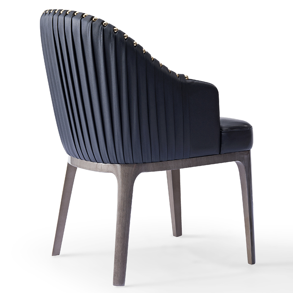 Italian style leather back armrest dining chair