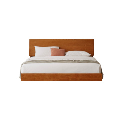 Cherry Floating Wooden Bed Frame Set - Modern Elegance with Stylish Headboard