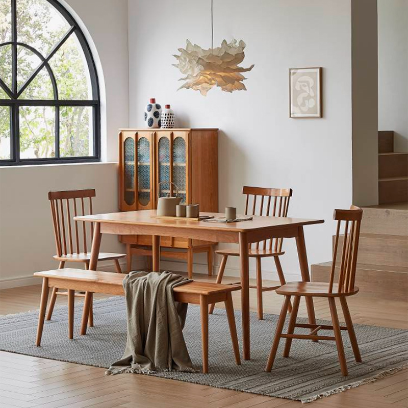 Dining table set furniture bench wooden 6 seat dining table chair