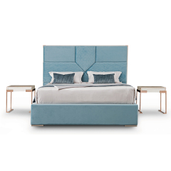 Simple design bedroom blue bed board furniture soft bed