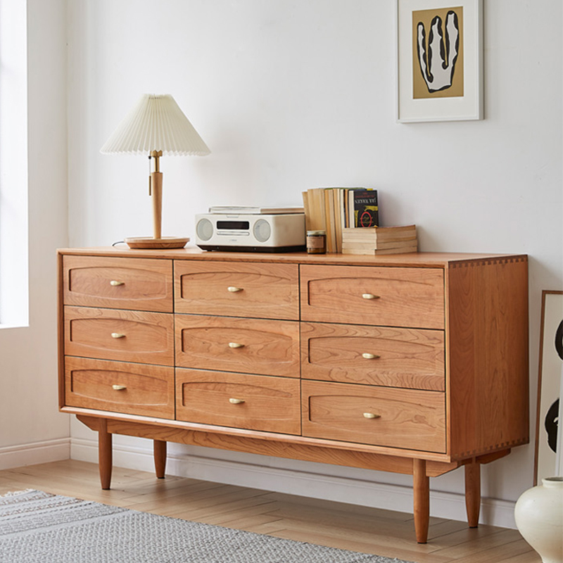 Modern wooden chest of drawers large wooden living room chest of 9 drawers