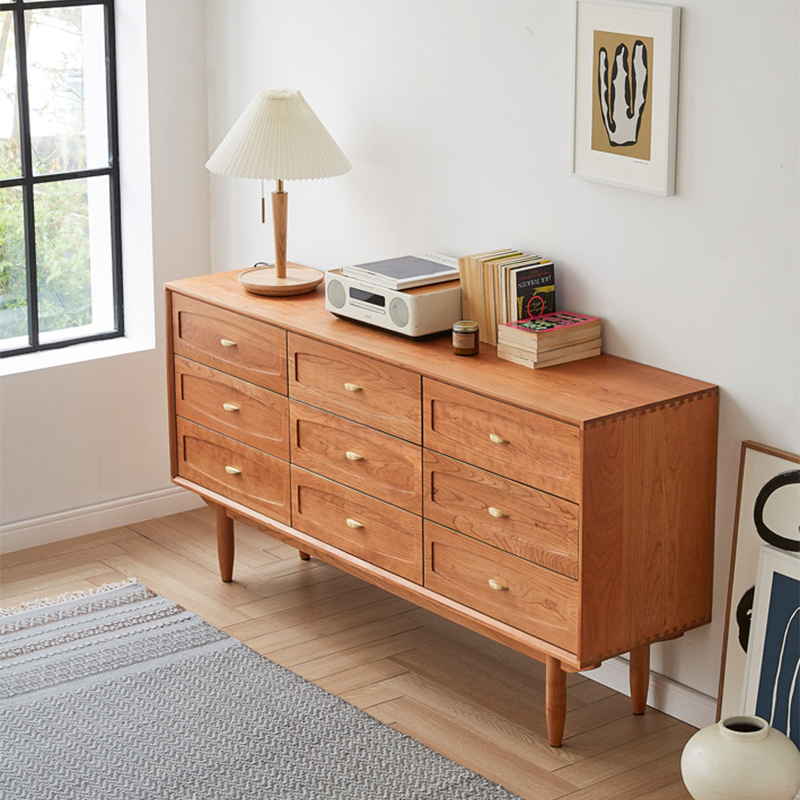 Modern wooden chest of drawers large wooden living room chest of 9 drawers