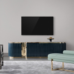 Modern minimalist TV cabinet with marble countertop