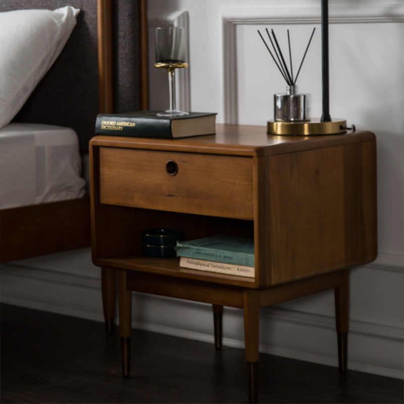 Italian style modern side table solid wood bedside table