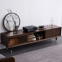 Modern TV stand wooden black with storage modern TV stand