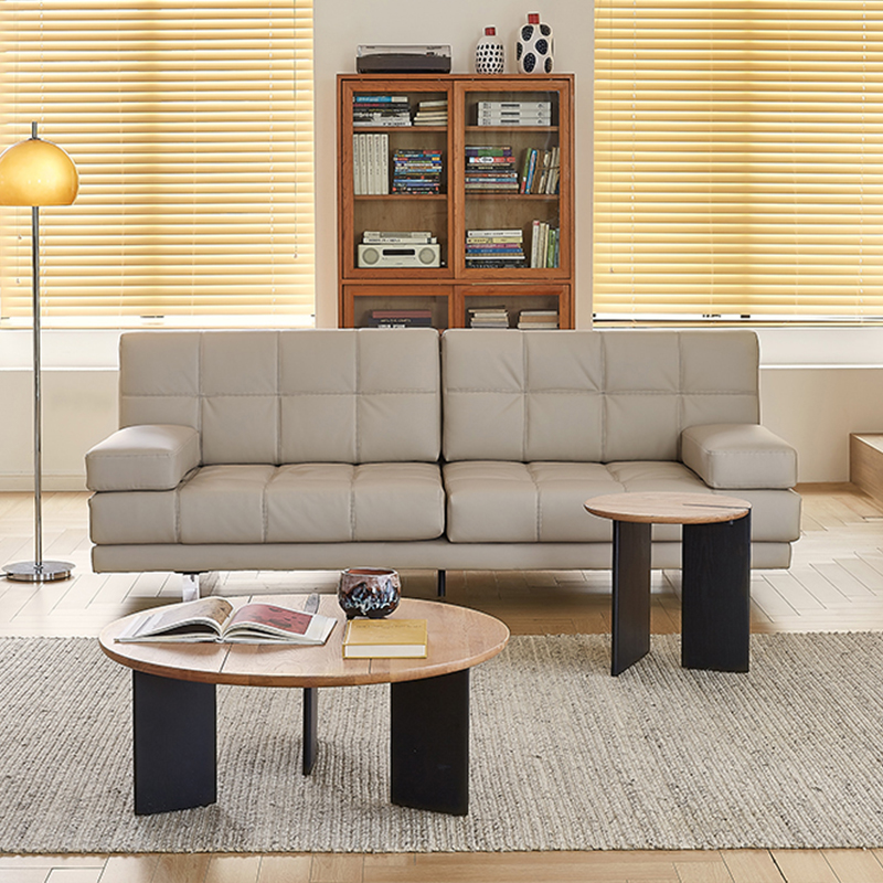 Modern beige sofa living room design suitable for leather sofa