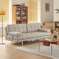 Modern beige sofa living room design suitable for leather sofa