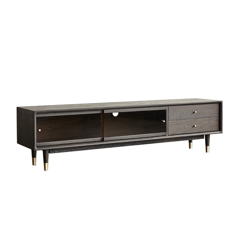 Modern TV stand wooden black with storage modern TV stand