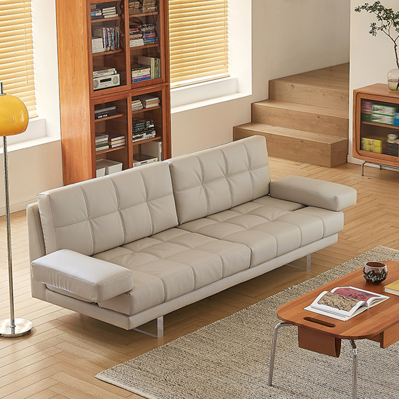 Modern beige sofa living room design suitable for leather sofa