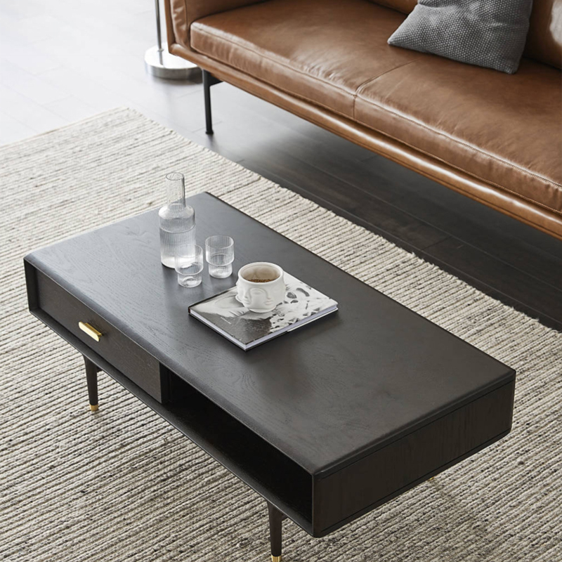 Modern black coffee table mid-century modern coffee table solid wood