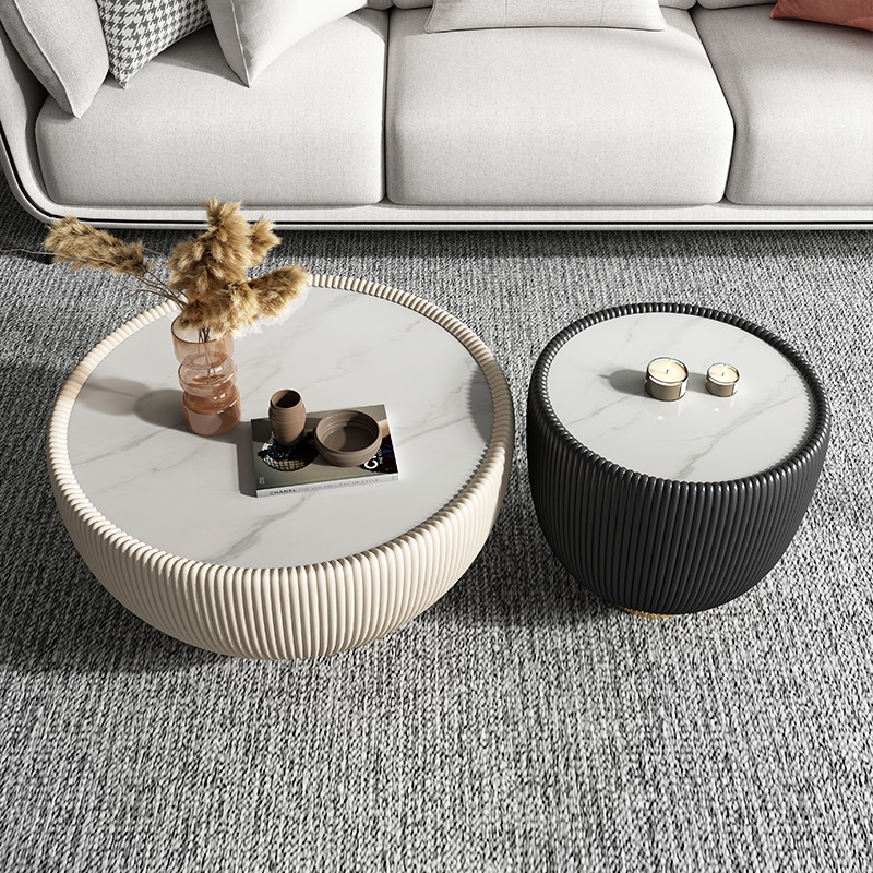 Modern Coffee Side Table Ceramic Top Coffee Table Luxury Round Living Room Combination