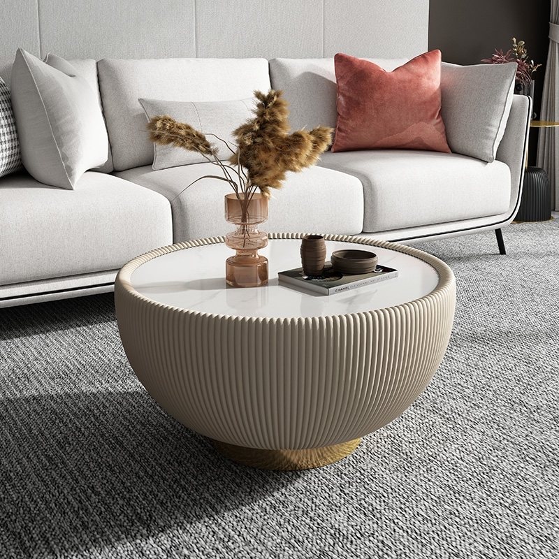 Modern Coffee Side Table Ceramic Top Coffee Table Luxury Round Living Room Combination