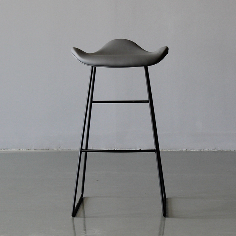Leather Bar Chair Stool Metal Design Simple High Chair