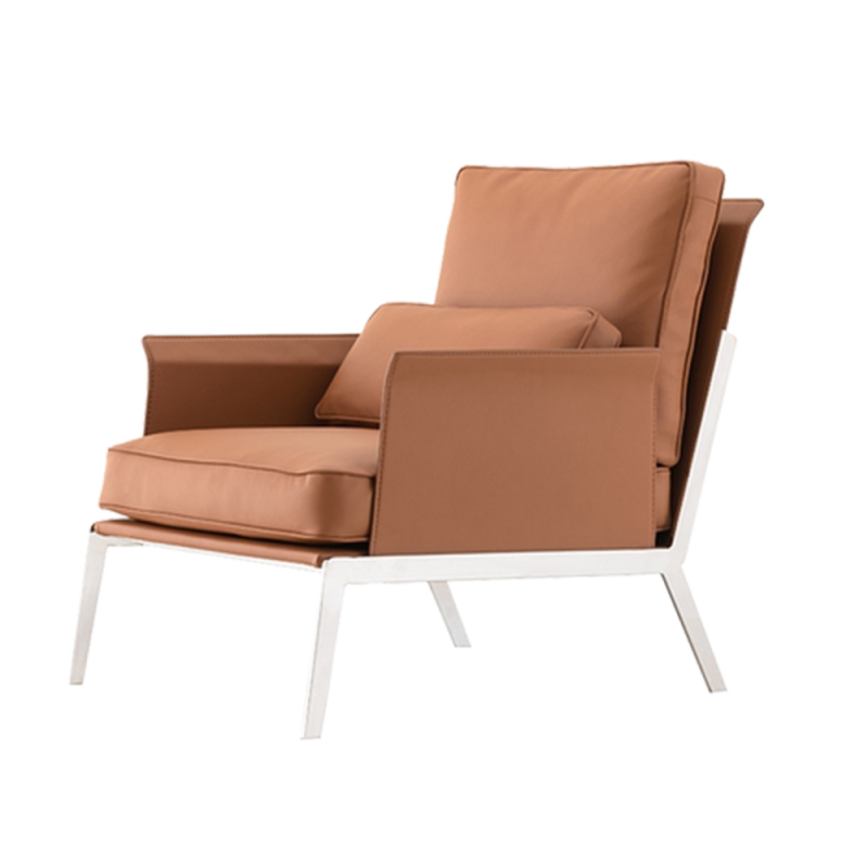 Modern Leather Stainless steel frame Upholstered living Room Chair