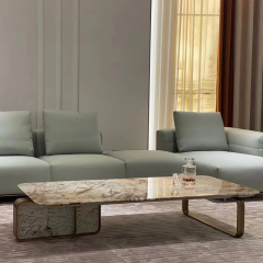 Foshan manufacturer Living Room Furniture Modern Metal Leg High-end Tea Table Luxury Marble Top Center Coffee Table
