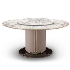 Swivel wooden restaurant dining table with marble top