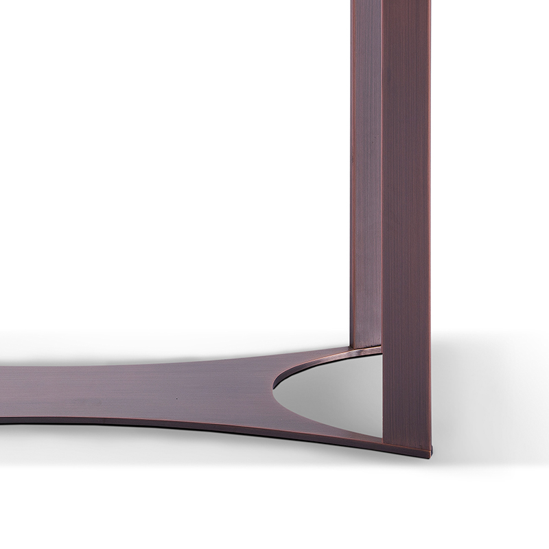 5mm tempered glass on top matel in pure copper brushed console table