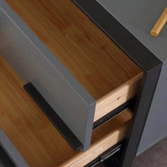 Luxury Black Frosted Bedside Table with Creative Stainless Steel Base