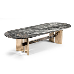 Italian style luxury oval design natural marble dining table