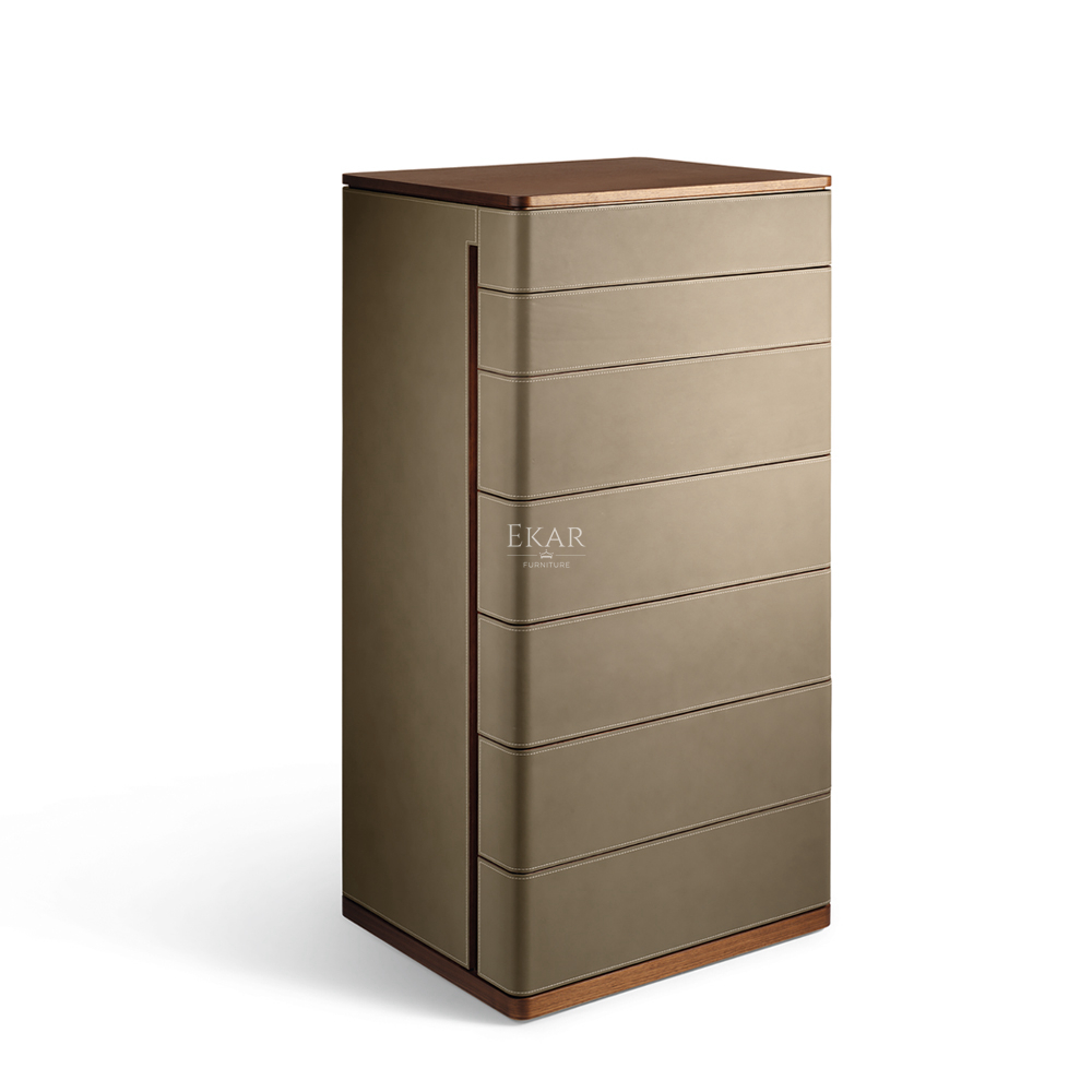 Saddle leather storage cabinet