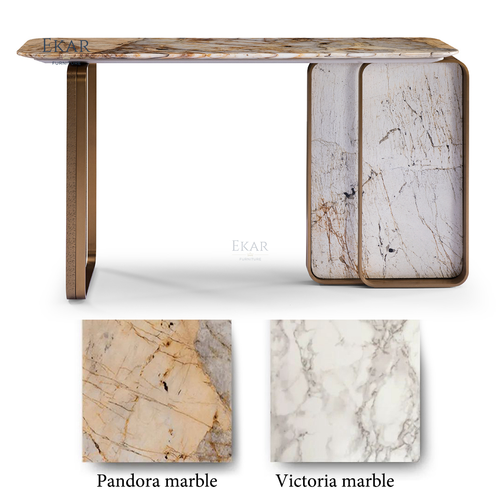 Modern design style marble coffee table with metal legs