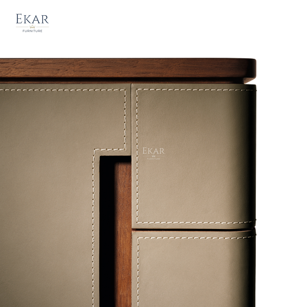 Saddle Leather 6-Drawer Storage Cabinet